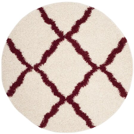 Safavieh 4 x 4 ft. SGD-Dallas Shag Power Loomed Round Area Rug; Ivory & Red SGD257R-4R